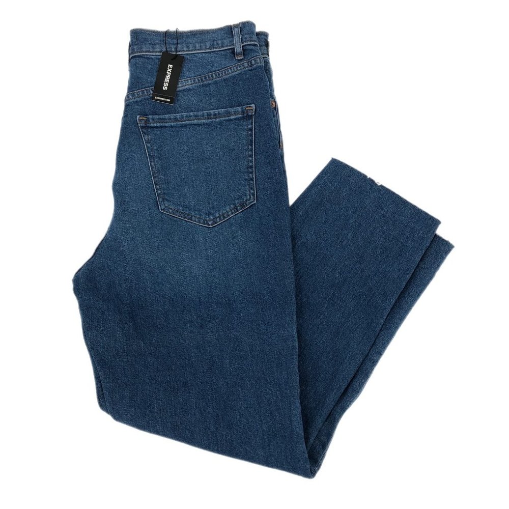 Express Blue High Rise Mom Jeans | Size 8